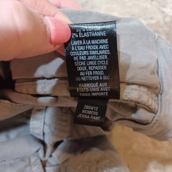 NILI LOTAN Jenna Low Rise Slim Stretch Twill Raw Hem Light Grey Pants Size 2 - Picture 9 of 9
